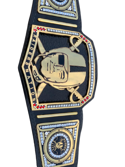 Raiders Nation Championship Belt, Customized Name- Gold - Silver