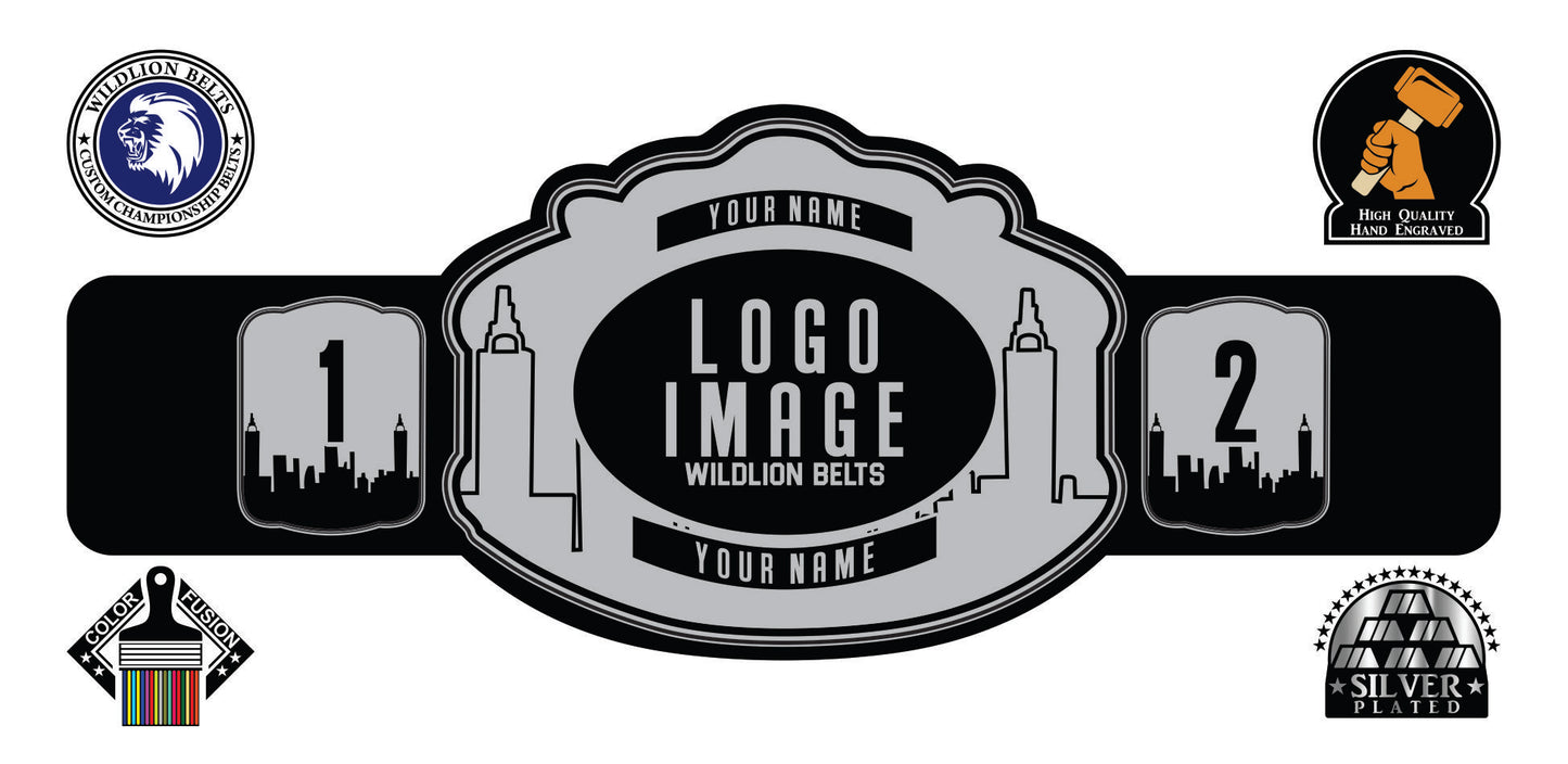 Custom Championship Belt - States Building Series- Silver