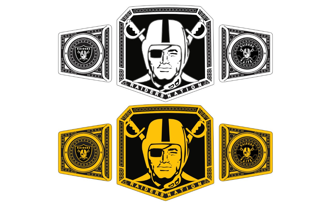 Raiders Nation Championship Belt, Customized Name- Gold - Silver