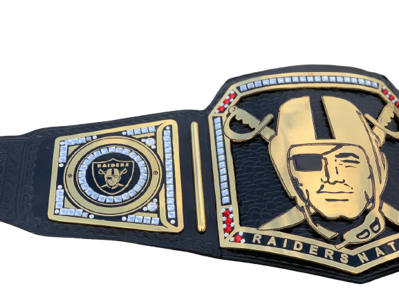 Raiders Nation Championship Belt, Customized Name- Gold - Silver