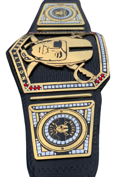 Raiders Nation Championship Belt, Customized Name- Gold - Silver